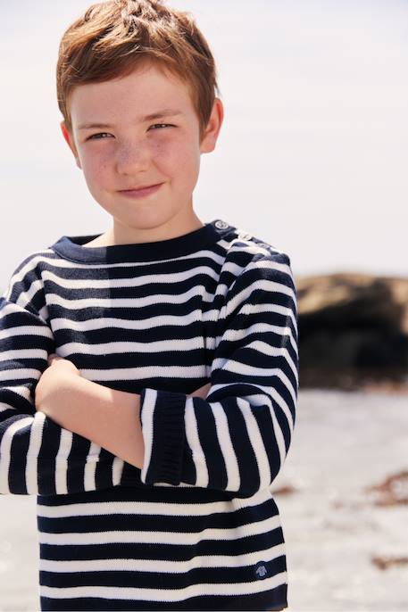 Pull marin rayé  fouesnant enfant Nature/navire+Navire/nature 4 - vertbaudet enfant 
