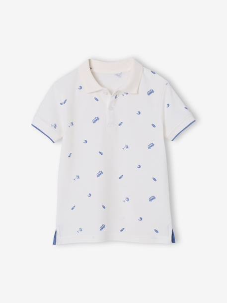 Polo garçon imprimé manches courtes écru+kaki 1 - vertbaudet enfant 