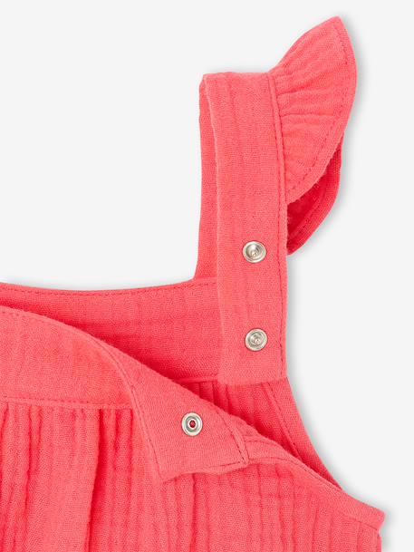 Barboteuse fille naissance en gaze de coton framboise 4 - vertbaudet enfant 