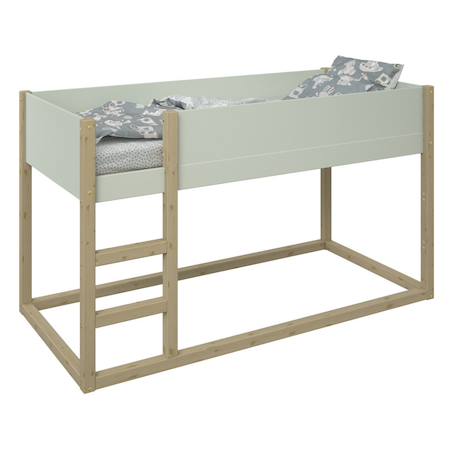 Lit mi-hauteur réversible pin massif  charlie Blanc+Vert-bois 10 - vertbaudet enfant 