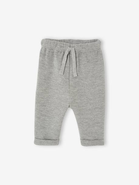 Pantalon garçon naissance en nid d'abeille gris chiné 1 - vertbaudet enfant 