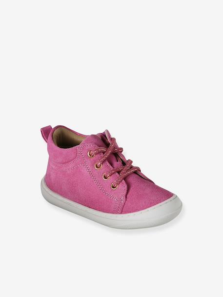 Chaussures premiers pas bébé lacets fuchsia+marron+rose 1 - vertbaudet enfant 