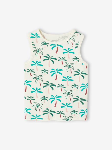 Débardeur garçon imprimé tropical blanc imprimé 2 - vertbaudet enfant 