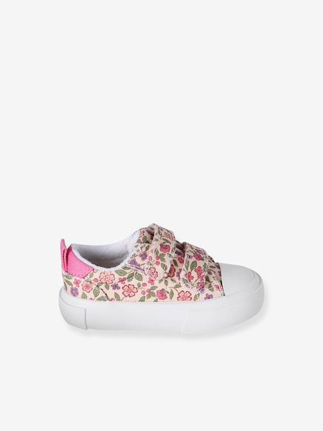 Baskets scratchées bébé rayé bleu+rose imprimé 12 - vertbaudet enfant 