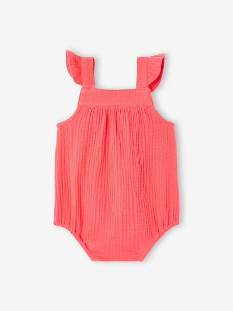 Barboteuse fille naissance en gaze de coton framboise 2 - vertbaudet enfant 