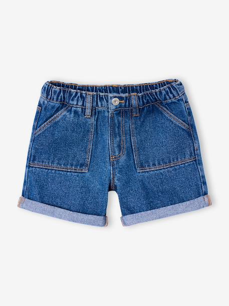Short en jean fille bleu clair+bleu moyen+denim brut 5 - vertbaudet enfant 