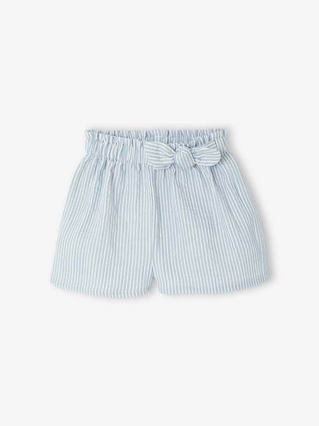 Short bébé fille en gaze de coton rayé bleu 2 - vertbaudet enfant 