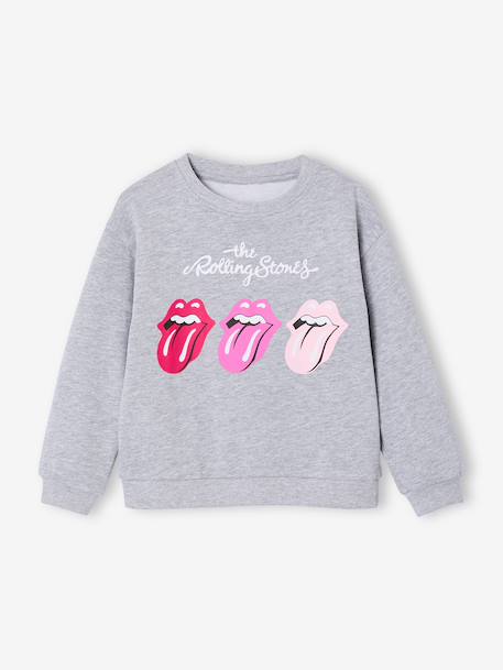 Sweat fille Rolling Stones gris chiné 3 - vertbaudet enfant 