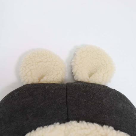 Chancelière capuche souris en laine gris foncé (0-12 mois) Gris foncé, écru+Marron, écru 3 - vertbaudet enfant 