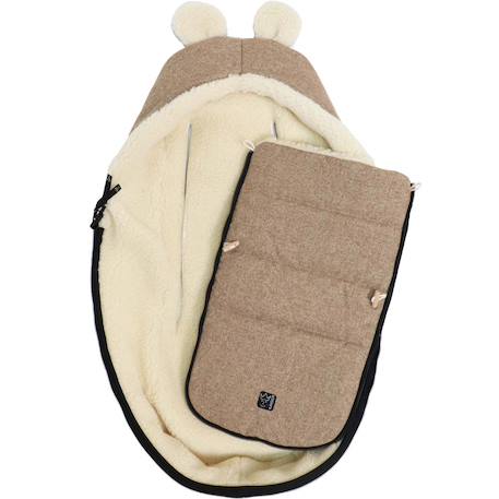 Chancelière capuche souris en laine gris foncé (0-12 mois) Marron, écru 3 - vertbaudet enfant 
