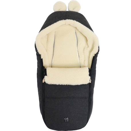 Chancelière capuche souris en laine gris foncé (0-12 mois) Gris foncé, écru+Marron, écru 2 - vertbaudet enfant 