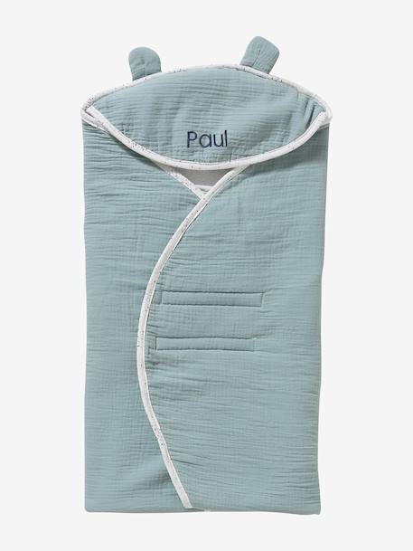 Plaid à capuche pour siège-auto coque vert céladon 1 - vertbaudet enfant 