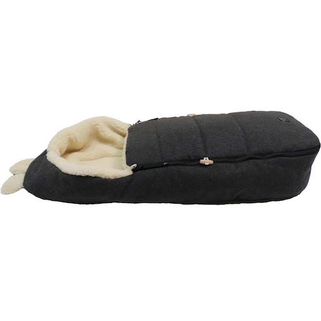 Chancelière capuche souris en laine gris foncé (0-12 mois) Gris foncé, écru+Marron, écru 4 - vertbaudet enfant 