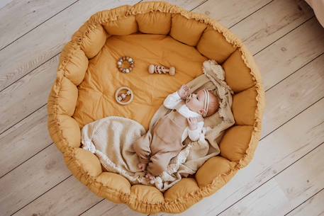 Tapis d'éveil & sac à jouets 3 en 1 bloom en coton Beige+Jaune moutarde+Marron foncé+Noir & Blanc+Rose+Vert 9 - vertbaudet enfant 