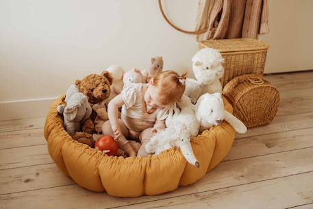 Tapis d'éveil & sac à jouets 3 en 1 bloom en coton Beige+Jaune moutarde+Marron foncé+Noir & Blanc+Rose+Vert 12 - vertbaudet enfant 