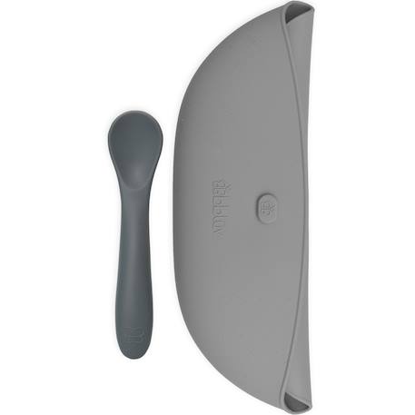 Ensemble 2 bavoirs et cuillère en silicone Jaune, gris 5 - vertbaudet enfant 