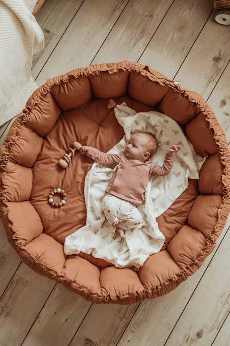 Tapis d'éveil & sac à jouets 3 en 1 bloom en coton Beige+Jaune moutarde+Marron foncé+Noir & Blanc+Rose+Vert 15 - vertbaudet enfant 