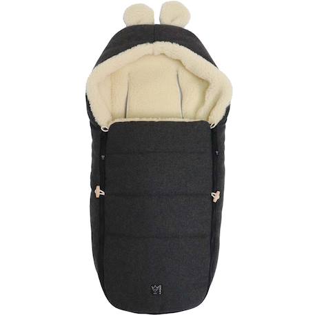 Chancelière capuche souris en laine gris foncé (0-12 mois) Gris foncé, écru+Marron, écru 1 - vertbaudet enfant 