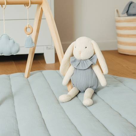 Peluche lapin velours et coton Gris+Sable, rose, noir 2 - vertbaudet enfant 