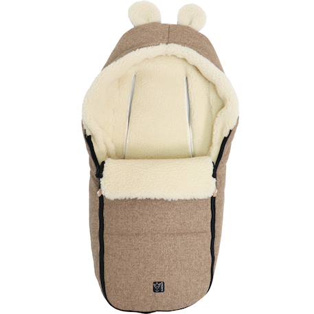 Chancelière capuche souris en laine gris foncé (0-12 mois) Marron, écru 2 - vertbaudet enfant 
