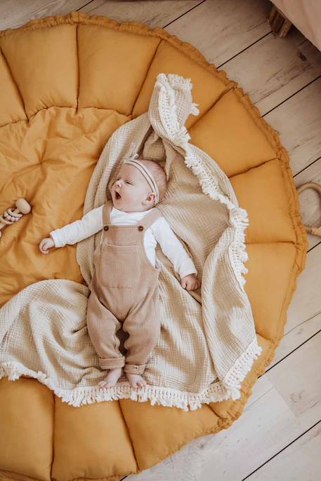 Tapis d'éveil & sac à jouets 3 en 1 bloom en coton Beige+Jaune moutarde+Marron foncé+Noir & Blanc+Rose+Vert 8 - vertbaudet enfant 
