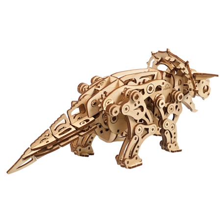Tricératops – Maquette mécanique en bois à construire, dinosaure animé à ressort Brown 5 - vertbaudet enfant 