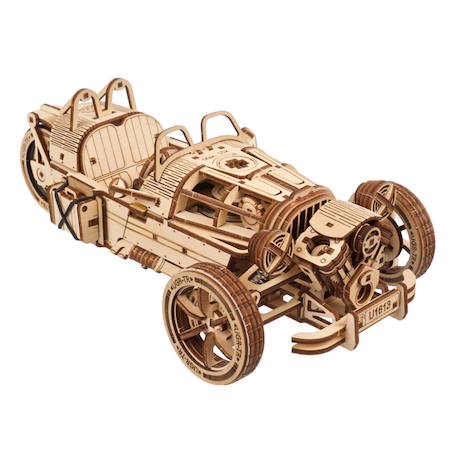 Tricycle UGR-S – Maquette mécanique en bois à construire, puzzle 3D à moteur à ressort Brown 1 - vertbaudet enfant 