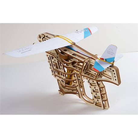 Lanceur d’avion en bois à construire – maquette mécanique 3D avec moteur à élastique et avions inclus Brown 6 - vertbaudet enfant 