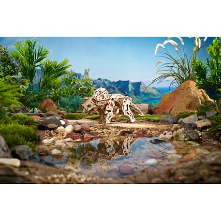 Tricératops – Maquette mécanique en bois à construire, dinosaure animé à ressort Brown 6 - vertbaudet enfant 