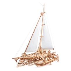 Maquette mécanique en bois à construire, voilier multicoque avec détails réalistes  - vertbaudet enfant
