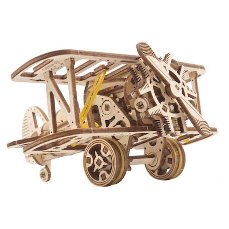 Mini Biplan – Maquette mécanique en bois à construire, puzzle 3D à moteur élastique Brown 2 - vertbaudet enfant 