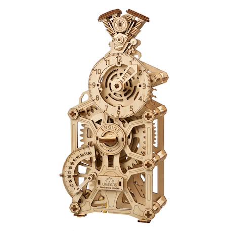 Horloge à moteur – Maquette en bois mécanique à construire, style automobile Brown 1 - vertbaudet enfant 