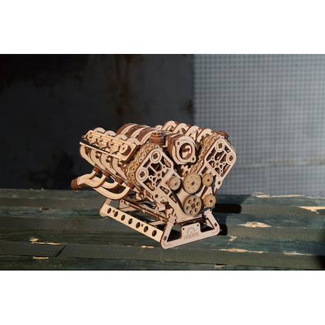 Moteur V8 – Maquette mécanique en bois à construire, puzzle 3D fonctionnel avec moteur électrique Brown 6 - vertbaudet enfant 