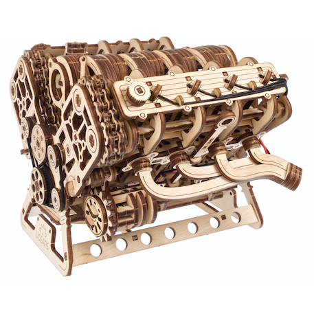 Moteur V8 – Maquette mécanique en bois à construire, puzzle 3D fonctionnel avec moteur électrique Brown 2 - vertbaudet enfant 