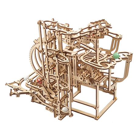 Circuit à billes avec palan et monte-charge – Maquette en bois mécanique à construire Brown 2 - vertbaudet enfant 