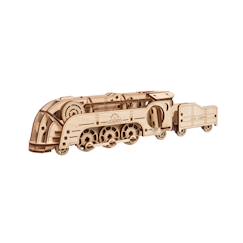 Mini locomotive en bois à construire – maquette mécanique 3D avec tender et moteur à élastique  - vertbaudet enfant