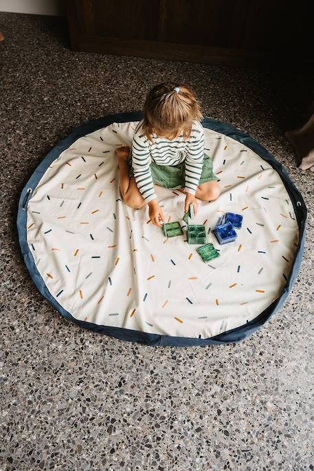 Tapis de jeu & sac à jouets-confetti Couleur naturelle & bleu 3 - vertbaudet enfant 