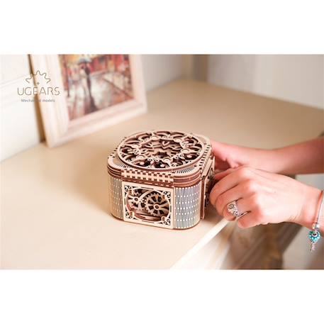 Coffre au trésor en bois à construire – boîte mécanique 3D avec clé et compartiment secret Brown 6 - vertbaudet enfant 
