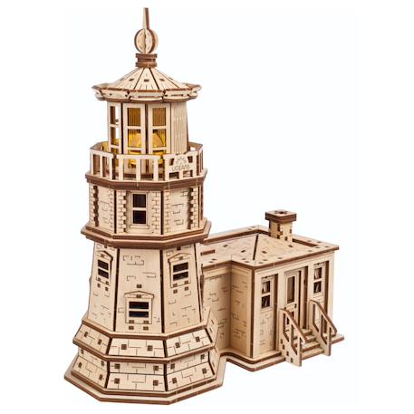 Phare de Split Rock – Maquette en bois lumineuse à construire, veilleuse inspirée du lac Supérieur Brown 1 - vertbaudet enfant 