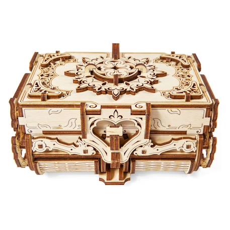 Boîte antique en bois à construire – coffret mécanique 3D avec compartiments secrets et verrouillage Brown 1 - vertbaudet enfant 
