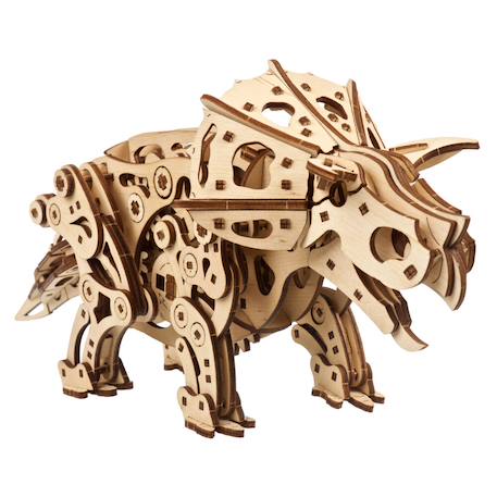 Tricératops – Maquette mécanique en bois à construire, dinosaure animé à ressort Brown 1 - vertbaudet enfant 