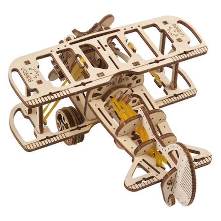 Mini Biplan – Maquette mécanique en bois à construire, puzzle 3D à moteur élastique Brown 5 - vertbaudet enfant 