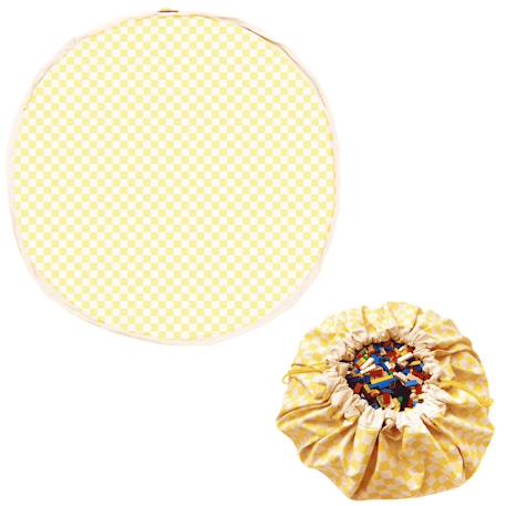 Tapis de jeu & sac à jouets-vichy yellow Jaune et naturel 1 - vertbaudet enfant 
