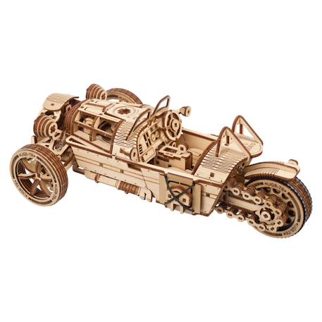 Tricycle UGR-S – Maquette mécanique en bois à construire, puzzle 3D à moteur à ressort Brown 5 - vertbaudet enfant 