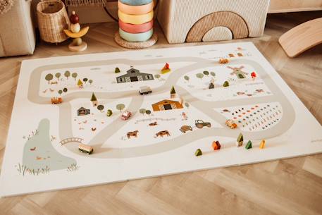 Tapis puzzle enfant, boîte de rangement & mini maison - ferme Multicouleur, couleur naturel 2 - vertbaudet enfant 