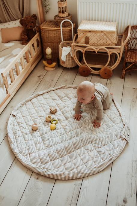 Tapis d´éveil & sac organic - stripes blue Ligne bleu 3 - vertbaudet enfant 