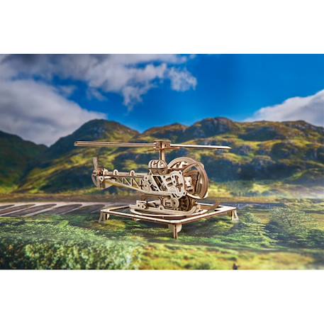 Mini hélicoptère en bois à construire – maquette mécanique 3D inspirée de Léonard de Vinci Brown 4 - vertbaudet enfant 