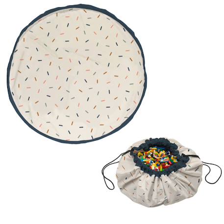 Tapis de jeu & sac à jouets-confetti Couleur naturelle & bleu 1 - vertbaudet enfant 
