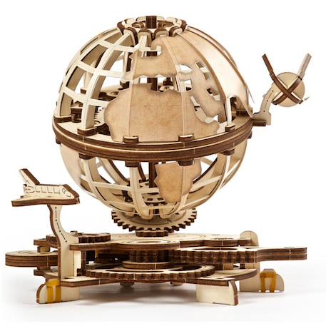 Globus – Maquette en bois mécanique à construire, globe terrestre rotatif Brown 3 - vertbaudet enfant 