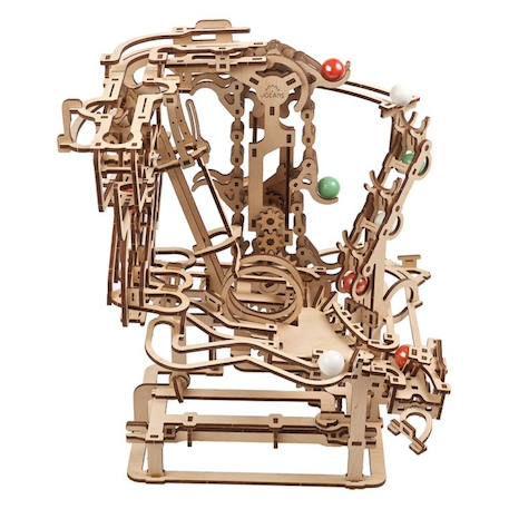 Circuit à billes avec palan à chaîne – Maquette mécanique en bois à construire, puzzle 3D avec ascenseur et pistes modulables Brown 3 - vertbaudet enfant 
